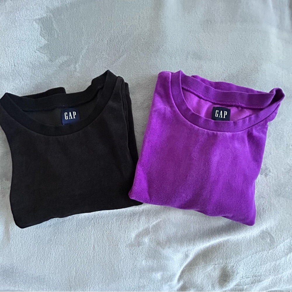 Set of 2 - GAP Velour Tops in Purple and Black